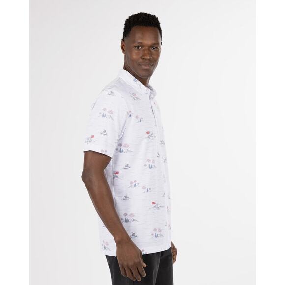 Travis Matthew Men's White Performance Golf Lake Break Polo Shirt Size Large - Picture 2 of 7